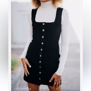 Urban Outfitters Black Corduroy Button-Front Mini Dress